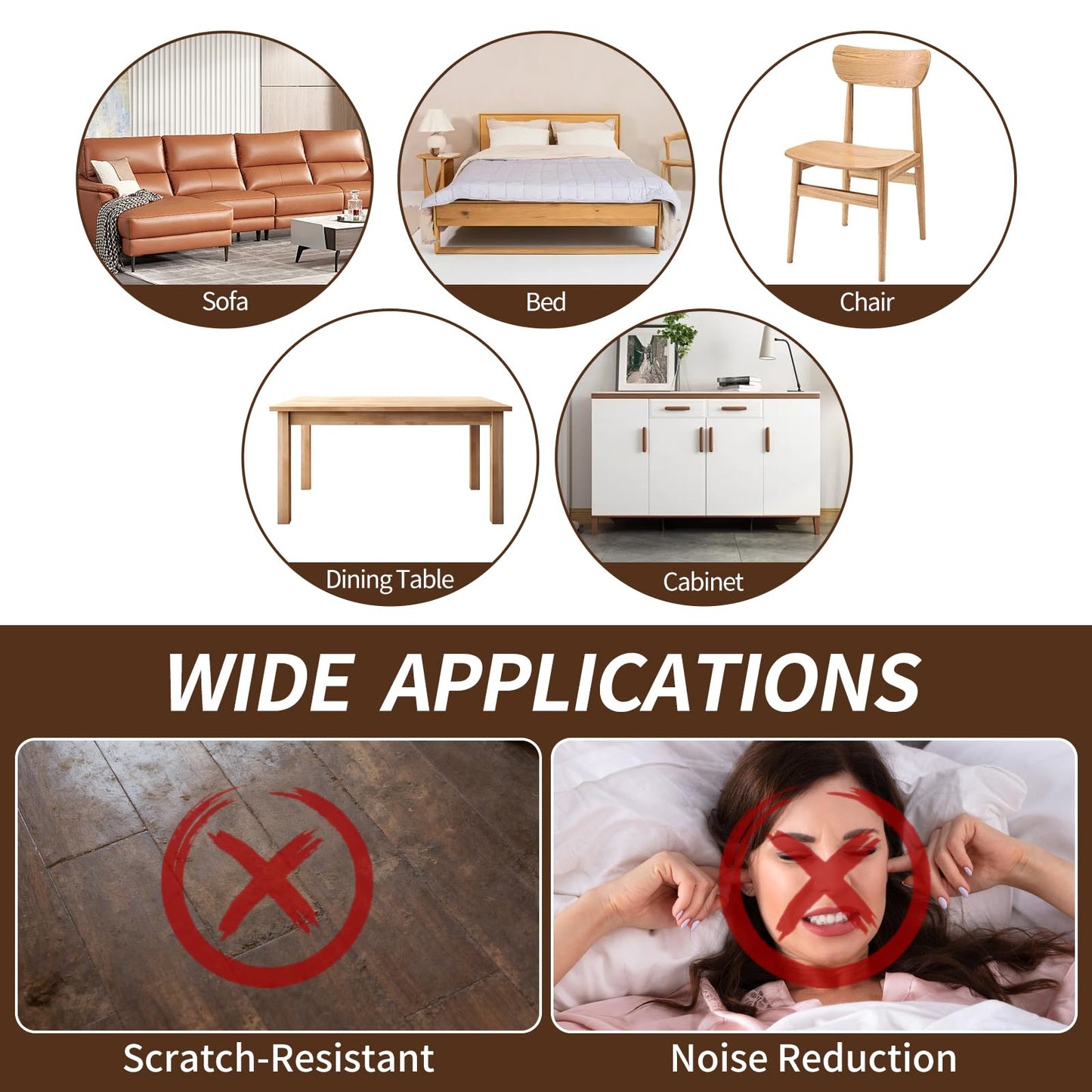 Chair Leg Floor Protectors, 24 Pack Silicone Furniture Pads for Hardwood Floors, Anti-Scratch Furniture Sliders Felt Pads, Noise-Reducing Chair Feet Covers, Table Legs Fit Sizes to(1.3" to 1.97")