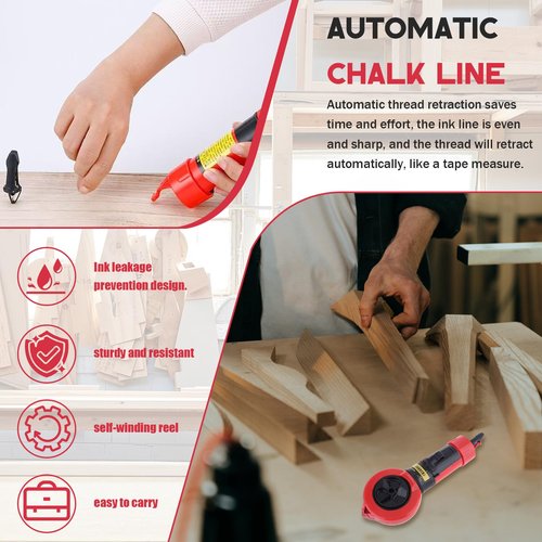 Pcmursal Chalk String Line Markers, Woodworking Line Marker, Chalk Box Carpenter for Woodworking Carpenter Tool
