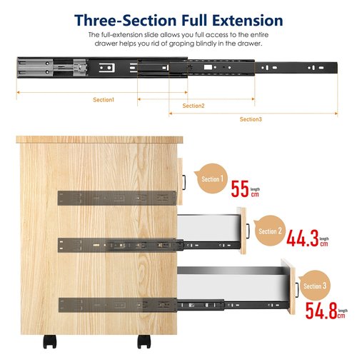 Ravinte 22 Inch Soft Close Drawer Slides 10 Pairs 20 Pack Black Full Extension Ball Bearing Drawer Glide Side Mount