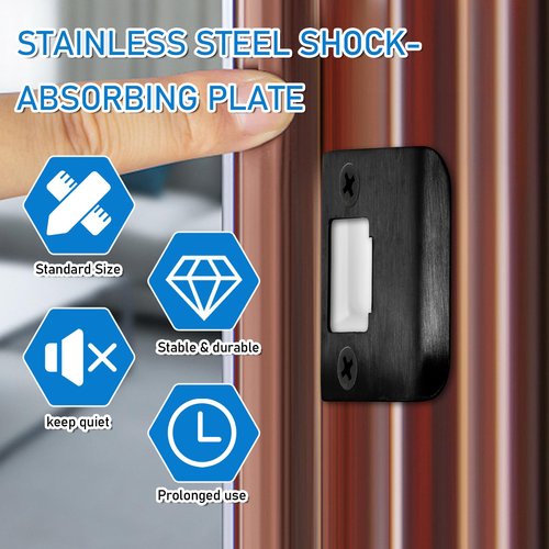 Door Strike Plate, Extended Lip Strike Plate, 2-1/4" x 2-1/4"Extender Lip Latch Strikers with Star Screws, Wooden Stick and Dust Box