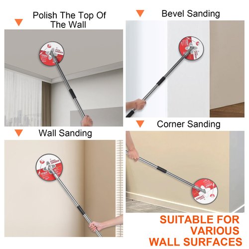 Pole Sander for Drywall, 85 inch Drywall Sander With Extension Pole, Manual Hand Drywall Sander with Extension Pole for Painting Projects， 360 Circular Radial Sander + 5pcs Wall Sanding Discs