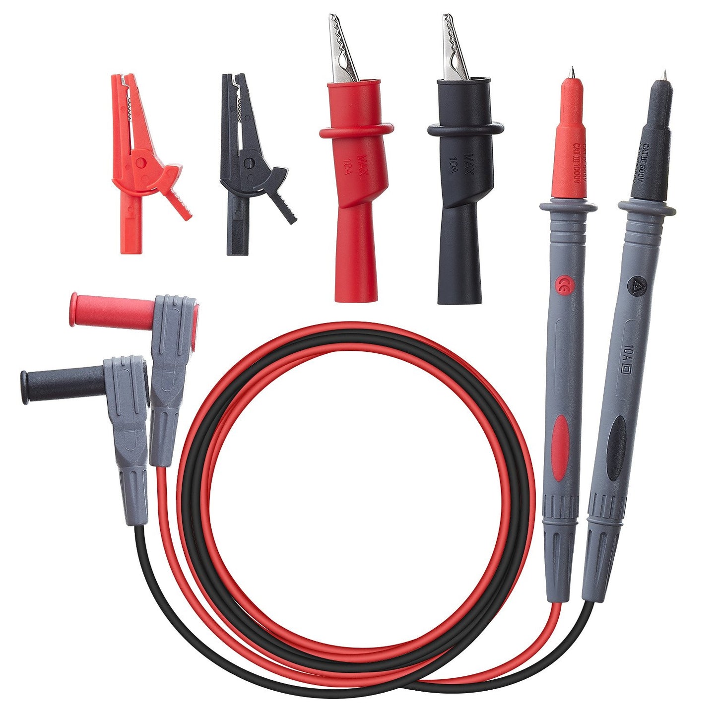 WGGE WG-011 Soft Silicone Test Lead and Safety Alligator Clips,Multimeter Test Leads Kit CAT III 1000V & CAT IV 600V with Threaded Alligator Clip, for Fluke/AstroAI/KAIWEETS/INNOVA Multimeter
