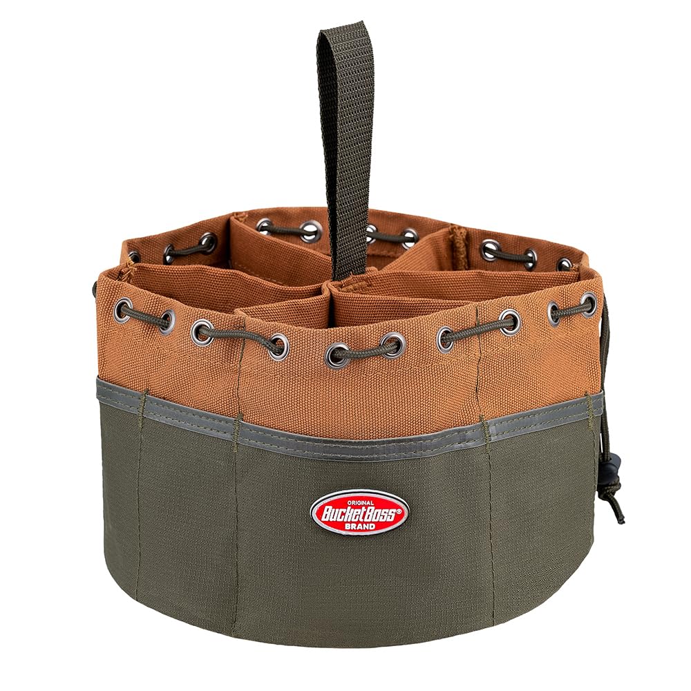 Bucket Boss 25001 Canvas Organizer Parachute Bag with 19 Pockets for Nails,Screws, and Bolts in Brown (Pack of 6)