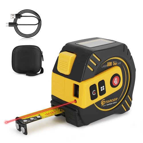 262Ft/80M Laser Tape Measure 2-in-1, 16Ft/5M Tape Measure with Auto-Lock, Laser Measuring Tape with with M/in/Ft/Ft+in, LCD Display Pythagorean, Area, Volume for Construction DIY Woodworker