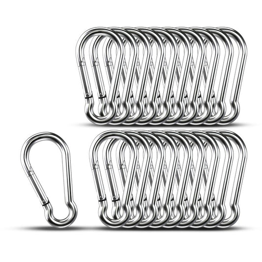 Carabiner Clip Hooks, 20pcs 3.15 inch Carabiners Heavy Duty, 304 Stainless Steel Spring Snap Hook Fits Camping Hiking, Metal Clips for Rope Chain Keys Rings