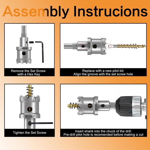 2-Pack 1" TCT Hole Saws for Hard Metal, Heavy Duty 25mm Tungsten Carbide Tipped Hole Cutters Set with Spring-Loaded Pilot Drill Bits for Stainless Steel, Metal, Iron, and Plastic