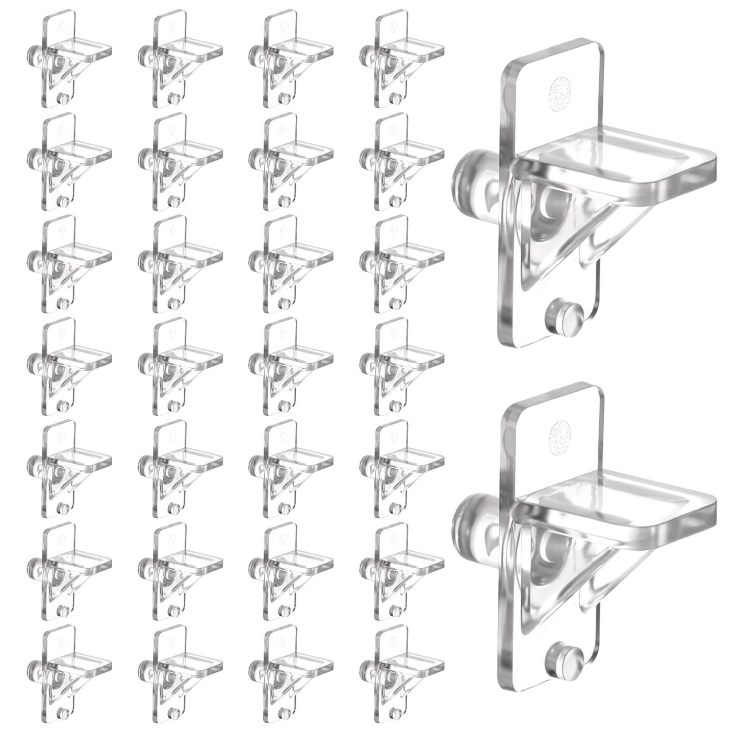 30 Pcs Shelf Holders Pegs, 1/4 Inch Clear Plastic Cabinet Shelf Support Pins Punch Free Furniture Support Pin Bookcase Pegs Replacement for Shelves Kitchen Cabinet Book Closet