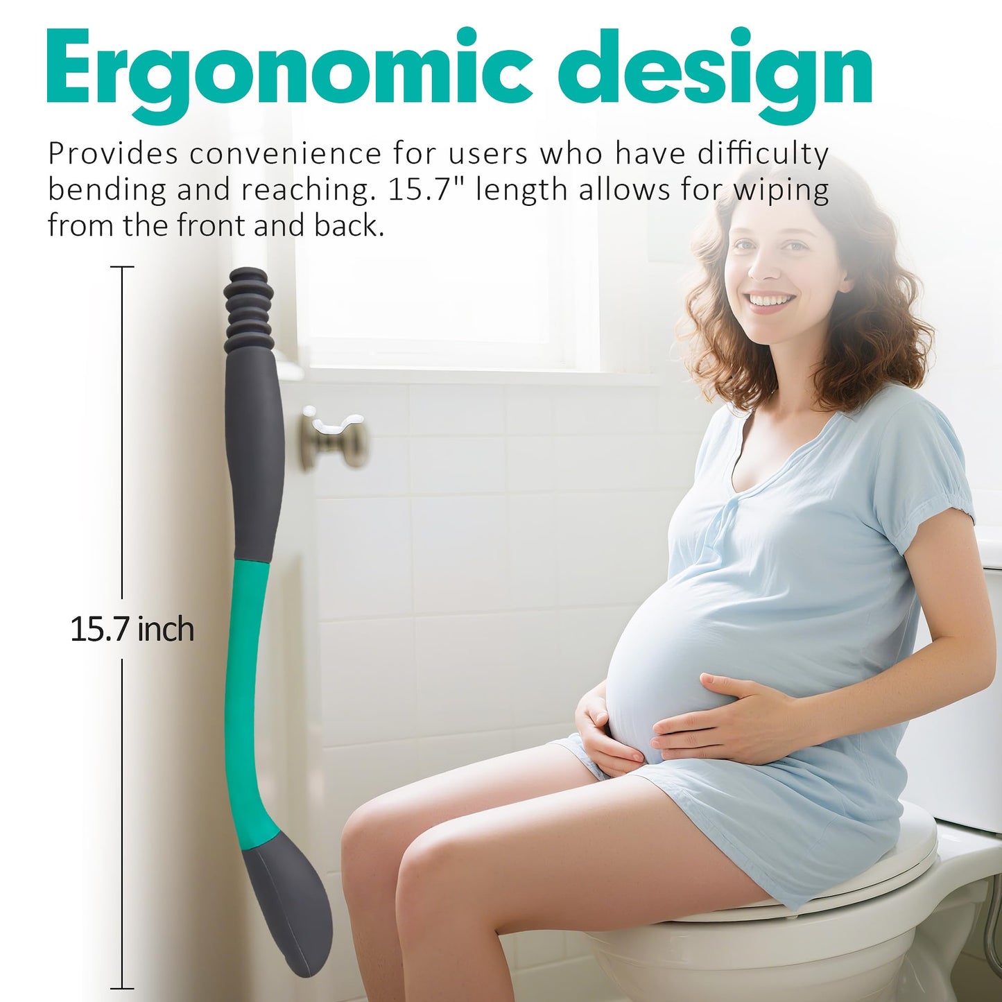 Butt Wiper Tool, 15.7" Long Reach Bottom Buddy Wiping Aid, Toilet Aid for Disabled, Overweight, Limited Mobility, and Those Recovering from Back Surgery, Enables Independence and Dignity