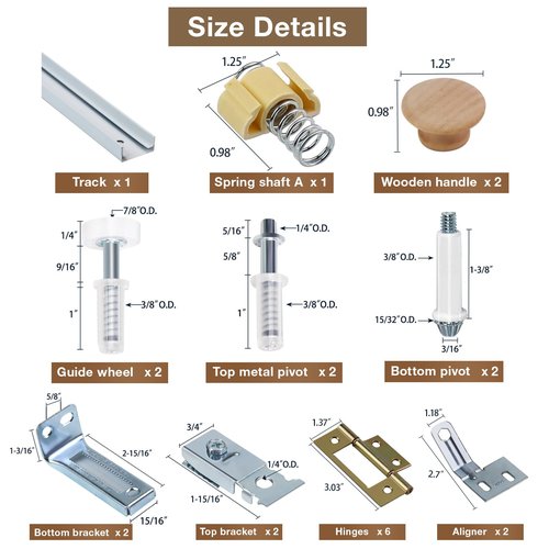 Bifold Door Hardware Kit, 48-Inch Bi-fold Closet Door Track Kit Bifold Closet Door Hardware Kit Folding Door Hardware Repair Replacement Tool Kit