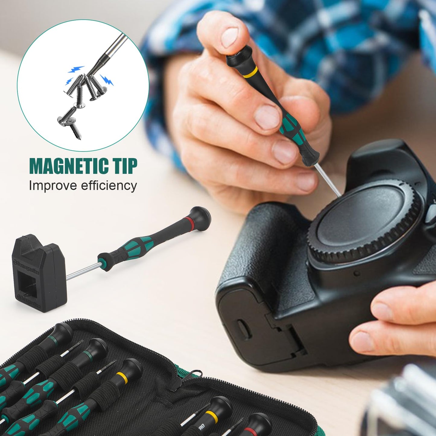 10-Piece Precision Screwdriver Set, GRENPRO Magnetic Small Screwdrivers with Phillips, Slotted, Torx Star for Eyeglass, Watch, Computer, Laptop, Phone