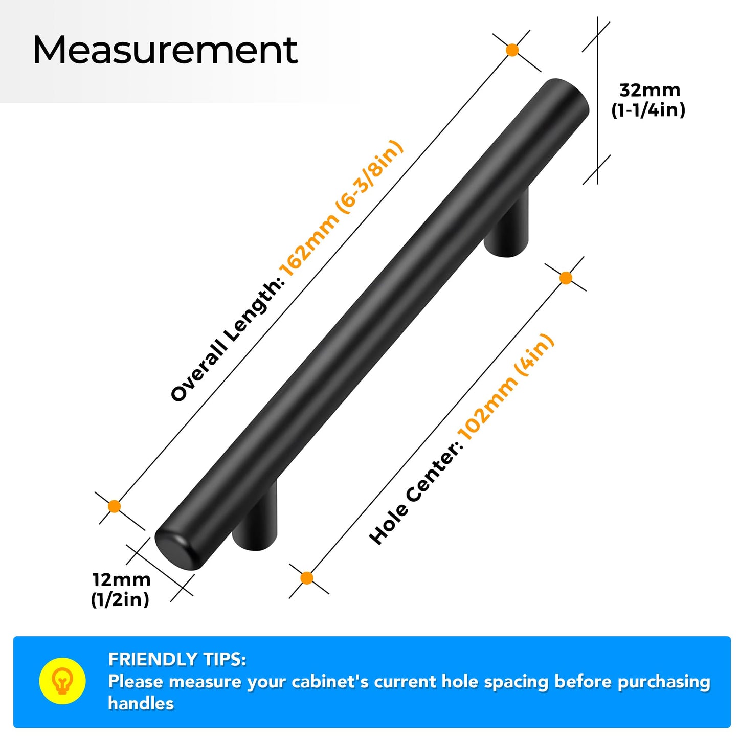 Ravinte 30 Pack 4 inch Hole Center Black Cabinet Pulls Kitchen Cabinet Handles 6-3/8" Overall Length Matte Black Hardware for Cabinet