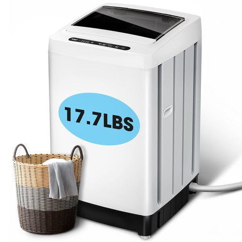 Portable Washing Machine - Compact Home Laundry Washer for Apartment,1.5 Cu.ft,8 Wash programs,10 Water Level, Small Clothes Washer with Drain Pump for Bathroom, Dorms,RVs,White