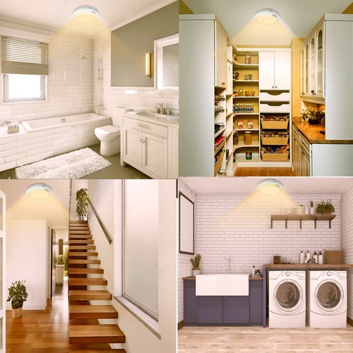 Awanber Motion Sensor Battery Operated LED Lights Indoor 210LM 3000K for Closet, Stair, Laundryroom, Stairwell, Hallway, Shed, Kitchen Cabinet - Warm White (2 Pack)