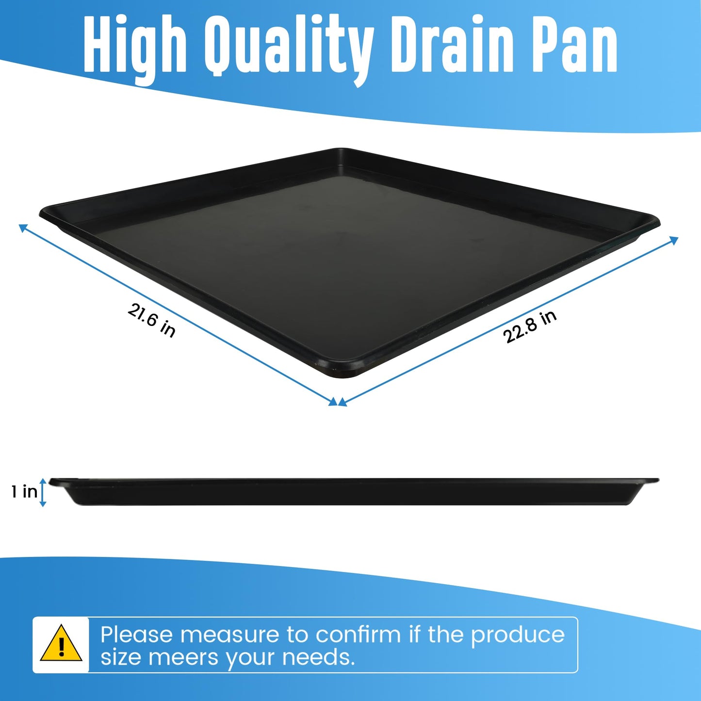 22'' x 21''Large Drip Tray, Mini Fridge Drip Pan, Portable AC Drip Pan, Under Washer Pan, Dishwasher Pan, Oil Drain Pans for Changing Oil (1 PCS)