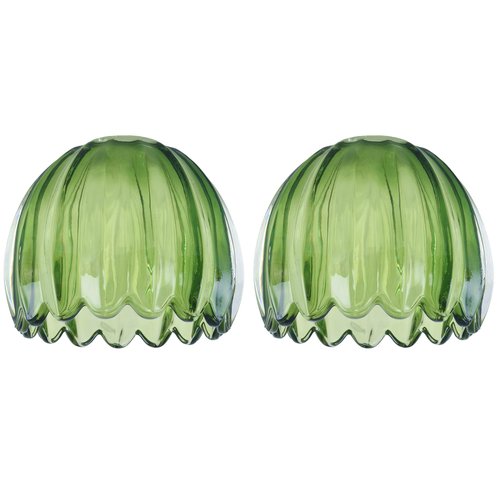 Glass Green Tulip Lamp Shades Set of 2 Small Flower Art Blown Lampshades,1.58lb,1.65" Top x 5.5" Diameter x 3.9" Height,Replacement Mini Lamp Shade for Floor Lamp Table Wall Lamp Chandelier Decor