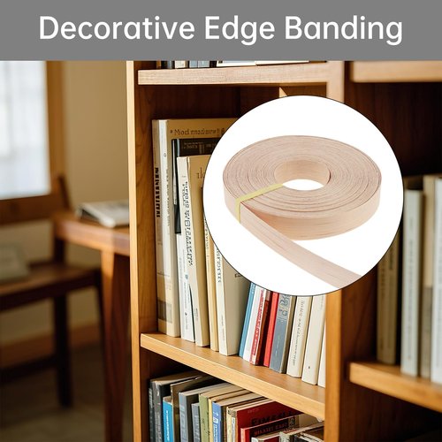 PNXKTXO Maple Edge Banding 3/4 Inch * 50 ft Wood Edge Banding Tape Preglued Iron On with Hot Melt Adhesive Real Wood Veneer Edging for Plywood Table, Cabinet, Furniture (Maple)