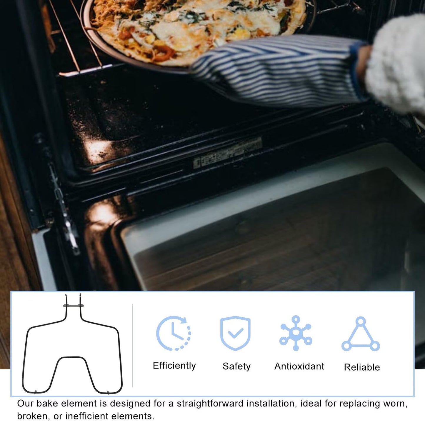 WB44T10010 Range Oven Bake Heating Element Fit for GE Oven JBS55DM1BB JBS55DM1CC JBS55DM1WW JBS55DM2BB JBS55DM2CC JBS55DM2WW JBS55DM3BB JBS55DM3WW Replaces AP2030996, 770549 by YTXXDEUS