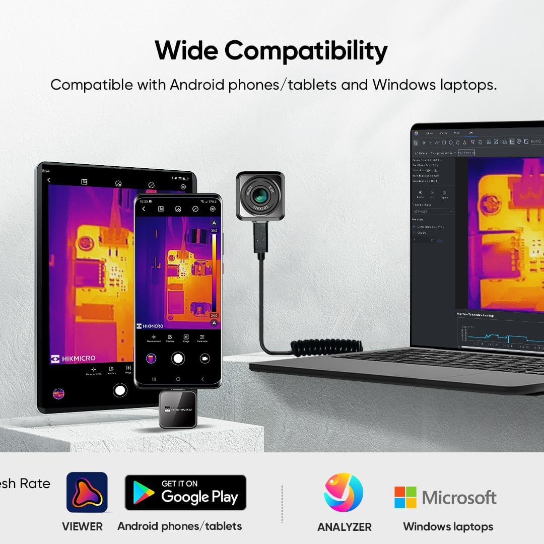 HIKMICRO Mini2Plus Thermal Camera USB C, 256 x 192 IR Resolution, Thermal Imaging Camera Android 25Hz Refresh Rate, Manual Focus, Thermal Imager 49,152 Pixels, -4°F to 622°F(not for iPhone)