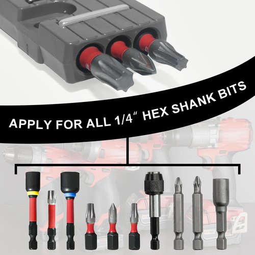 Naerza Magnetic Bit Holder,Drill Bit Holder with 6 Magnetic Holes- Easy Installation,High-Durability Compatible with Milwaukee DeWalt，Ridgid，Makita，Bosch, Ryobi, and major brands- 2Pcs