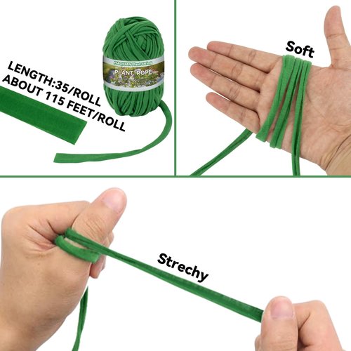 MAQIHAN 2 Pack Garden String - Plant Ties, Garden Twine, Gardening Tape, Tree Support, Stretchy Trap for Trees,Flowers,Green Soft Ties for All Plants All Gardeners(35M/Roll,115FT)