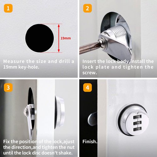 Combination Cam Lock Security Locks Set of 2 Password Coded Locks 3-Digit Keyless Metal Locks for Safety of Box Cabinet Drawer Mailbox Door Furniture (20mm, Silver)