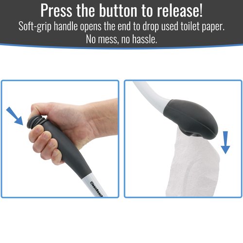 DMI CleanReach Pro with Sanitary Holder - Easy Release Toilet Aids for Wiping Bottom, Butt Wiper Tool for Women and Men, Long Handle Toilet Aids for Seniors and Handicap, Toileting Wand, FSA/HSA