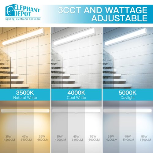ELEPHANT DEPOT 4FT LED Stairwell Light Fixture with Motion Sensor, 35/45/55W,4200/5400/6600lm, 48 inch Led Light Fixture, 3500K-5000K Commercial Wall Mount Stairwell Lighting, 120-277V, UL,DLC