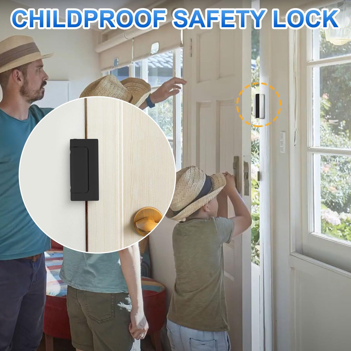 U 11126 Door Reinforcement Lock, 3'' Stop, Aluminum Construction, Add Extra High Security to Your Home and Prevent Unauthorized Entry, Black