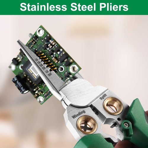 8 in 1 Wire Stripper with Voltage Tester, Wire Stripping Pliers for Cutting and Pulling, Electrician Pliers, Wire Crimper, Cable Stripper, Wiring Tools and Multi-function Hand Tool 1PC
