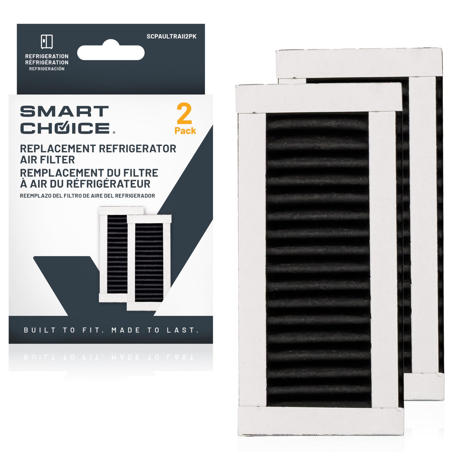 Smart Choice SCPAULTRAII2PK Refrigerator Air Filter, Genuine Replacement Part for Frigidaire PAULTRA2 PureAir Ultra II, 2-Pack