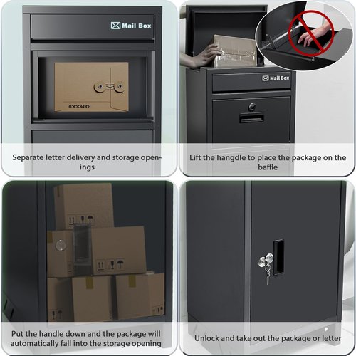 Package Delivery Box for Outside with Lock,37.8" H*15.8" L*15.8" W, Anti-Theft Design Parcel Drop Box is Rustproof and Rainproof, Outdoor Package box for Porch Ideal for Home/Office/Apartment (Black)