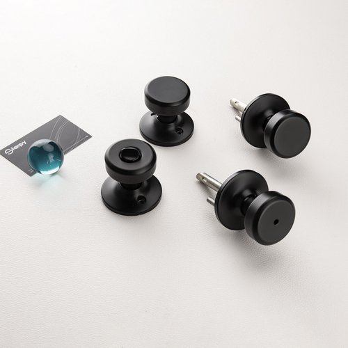 STARPY Black Door Knobs, Pismo Door Knob with Lock, Privacy Door Handles Interior for Bath & Bed (Privacy, Matte Black, 1)