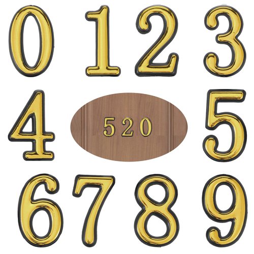 Gold Mail Box Numbers,2 Packs 0-9 3D Reflective Mailbox Numbers For Apartment House Trash Bins Office Hotel Room（2 Inch）
