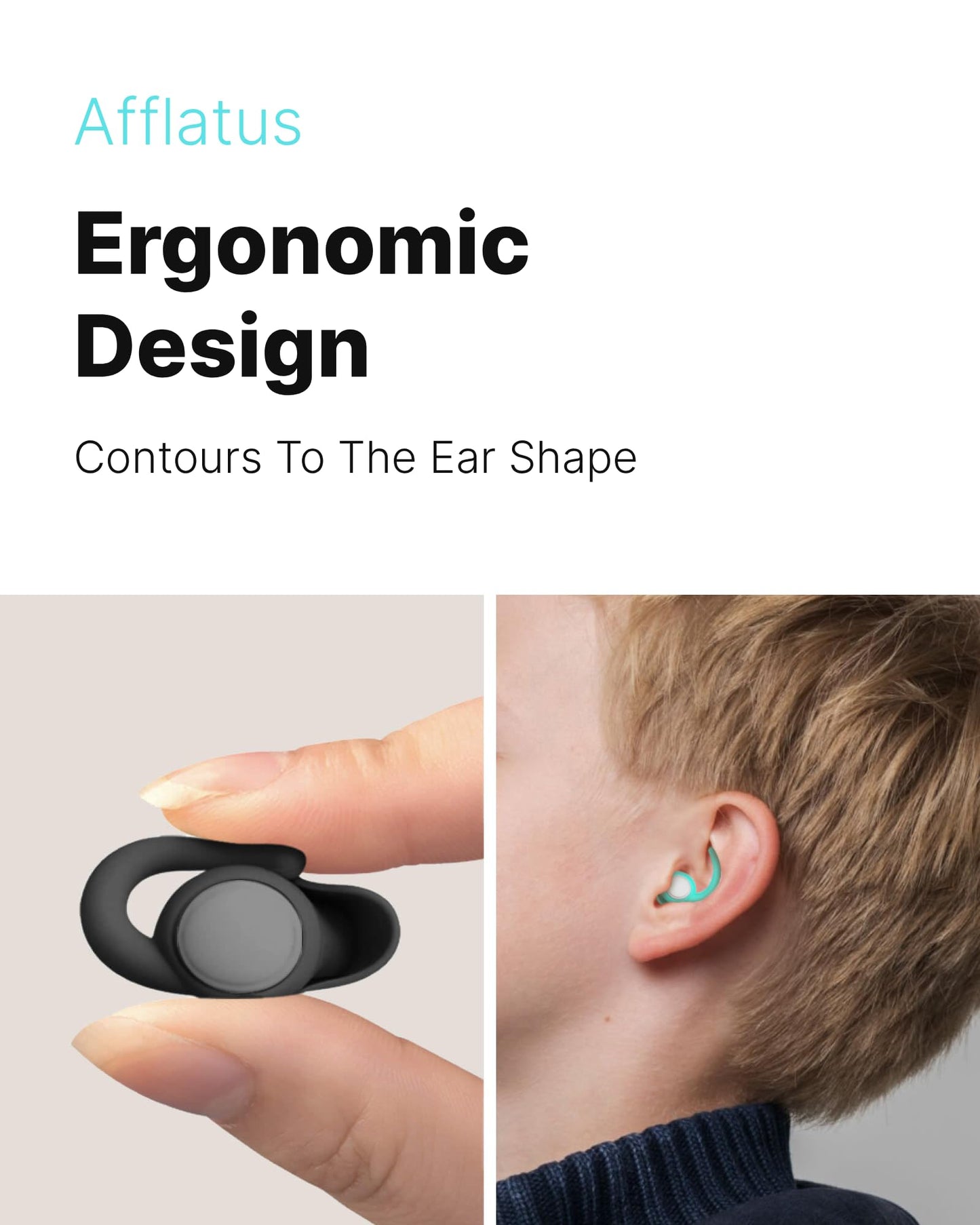 Afflatus Ear Plugs for Sleeping Noise Cancelling, 2 Pairs (S+L) Comfortable Reusable Noise Reduction Ear Plugs, Earplugs for Sleep, Snoring (Pure Black)