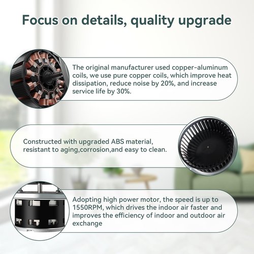 Upgrade QT-110N-B QT-80-B QT-9093 QT-100L QT110N Bathroom Fan Motor & Blower Wheel Replacement, Compatible with All Nutone QT110 QT100 QT90 QT80 Series Fans, Replaces for S0696B000 S0695B000 Motor