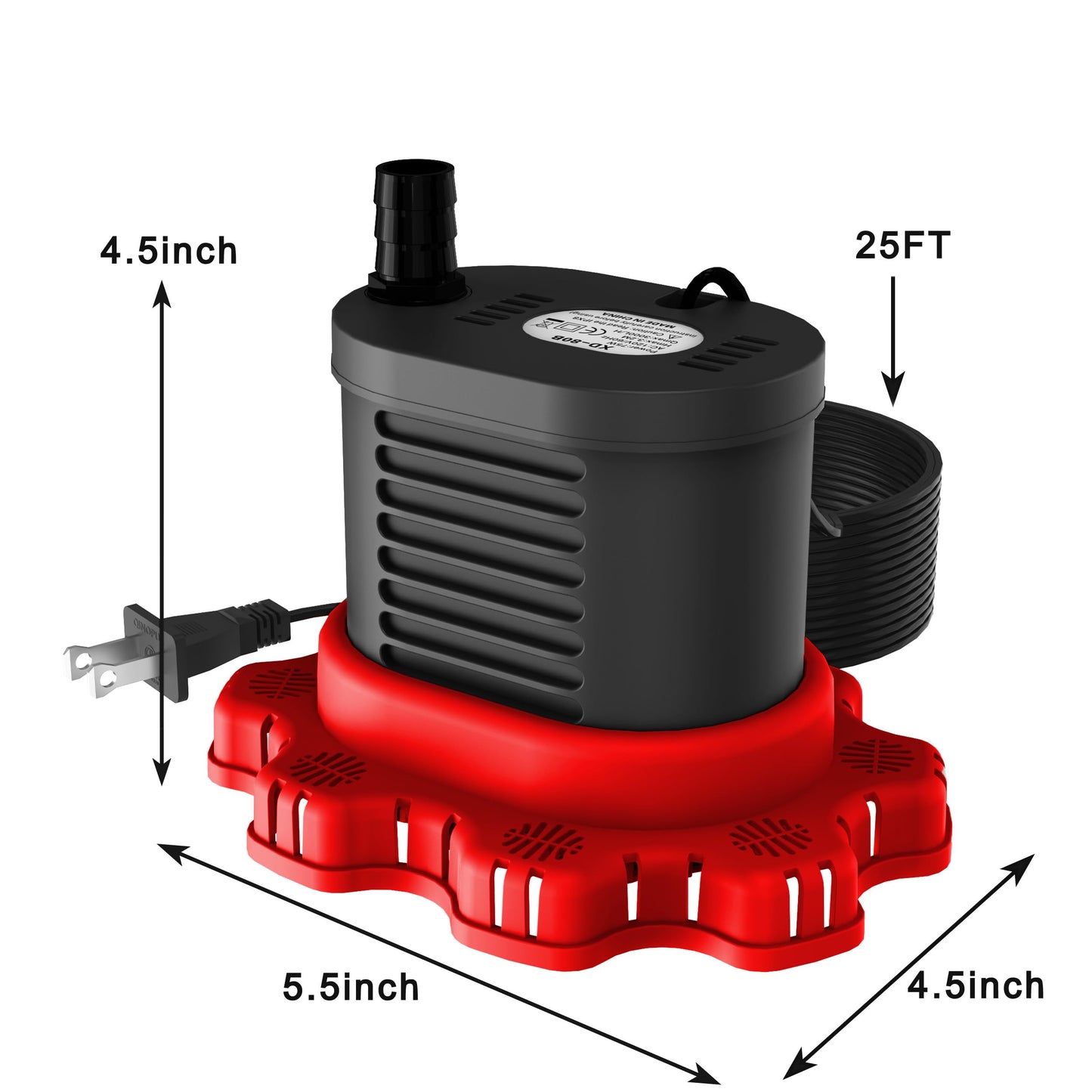 AgiiMan Pool Cover Pump Above Ground - 850 GPH Submersible Water Pump for Pool Draining, Portable Small Sump Pumps with 16' Drainage Hose and 25' Power Cord, 3 Adapters, Black