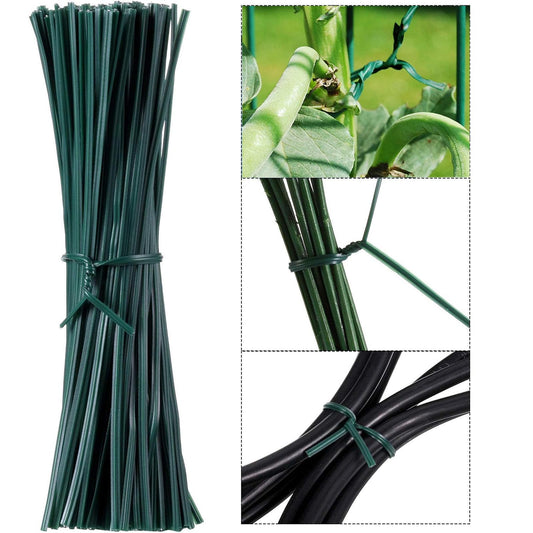 WILLBOND 200 Pcs Christmas Garden Plastic Twist Tie for Garland, 4.72'' Decorative Christmas Tree Twist Tie for Wreath Banister Reusable Plant Support, Wire Cords Garden Plastic Gifts Bags