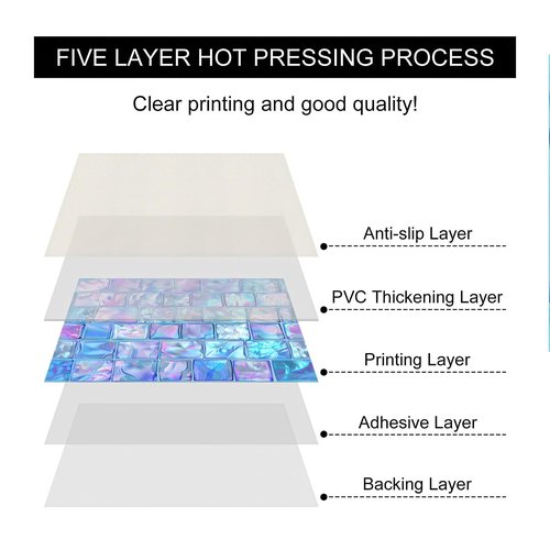 HOMETITUTE 10PCS 12x12 Inch Iridescent Glass Look Peel and Stick Floor Tiles Removable Self Adhesive PVC Vinyl Flooring Stickers Holographic Backsplash Tile for Bathroom Kitchen Decor