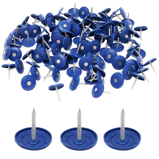 BHTOP Plastic Cap Nails, 200 Pcs Roofing Nails, 1 inch Galvanized Tar Paper Nails for Roofing, Roofing Nail Caps for House Wrap Fastening Foam Board Roofing Felt Insulation Film
