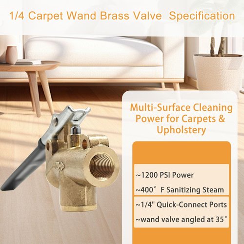 1/4" Carpet Cleaning Wand Angle Valve，Brass Angled Flow Control Valve for Carpet Extractor Upholstery Wand, Angle Valve Handle for Carpet Cleaner