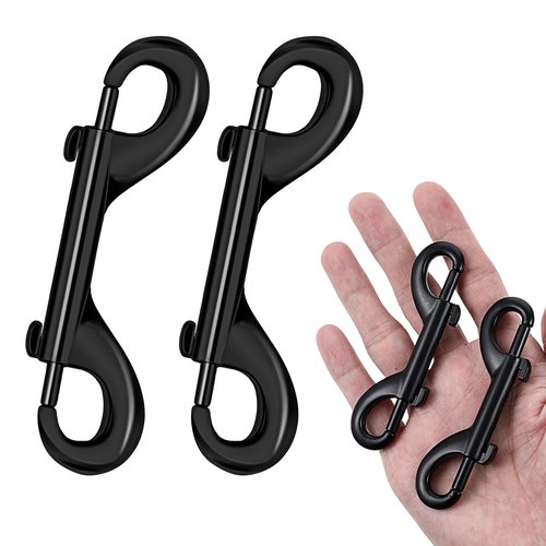 4PCS 3.5“ Double Sided Clips Zinc Alloy Double Ended Snaps Black Trigger Metal Bolt Snap Hook Clip for Pet Dog Leash, Water Bucket Hooks, Key Holder, Carabiner, Home, Farm, Other Indoor and Outdoor