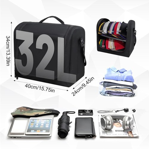 BRATEAYA Large Hat Bag for Baseball Caps, Portable Hat Organizer Carrier for Travel, Hat Storage Box Holder for 24 Snapback Caps, Baseball Cap Traveling Case for Men, Black, and Gift Hat Hooks