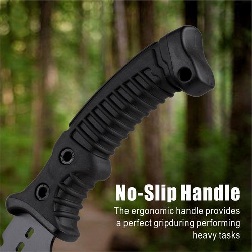 REAT Machete with Shaeth,15" Hunting Knife with 420 Stainless Steel, Ergonomic No-Slip Rubber Handle, Machetes for Bushcraft, Survival, Hunting, Cutting Trees and Yard Work