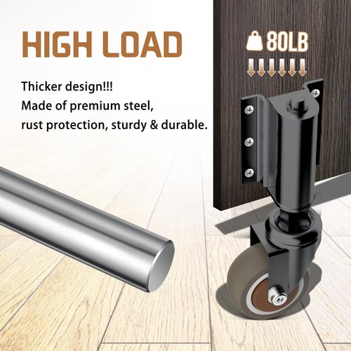 USCaster 1 Pack Gate Wheel 2inch Gate Caster for Wooden Gate 80lbs Capacity 360 Degree Rotation TPR Rubber Tire Spring-Loaded Gate Wheels with Screws & Screwdriver(Black)