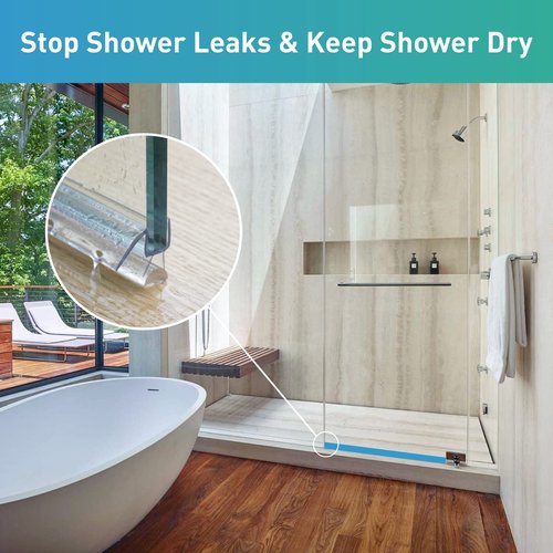 FCSOTSPS Shower Door Bottom Seal, 2 PCS 3/8" x 36" Shower Door Sweep for 3/8 Inch Glass, Frameless Glass Shower Door Seal Strip, Stop Shower Leaks and Create a Water Barrier