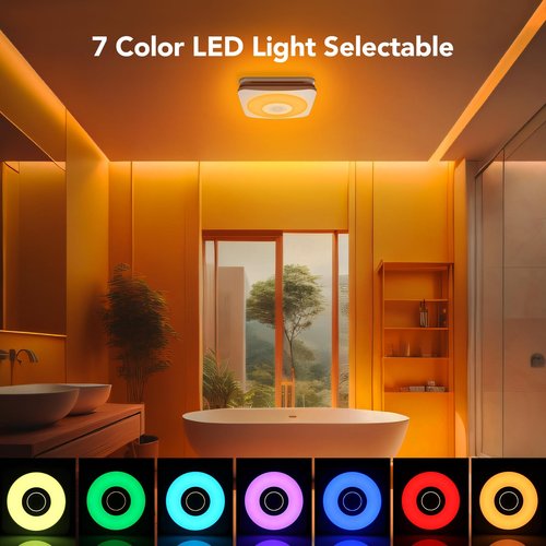 OREiN Bathroom Exhaust Fan with Bluetooth Speaker, 110/160 CFM 1.0 Sones Bathroom Fan with Light, 40W Shower Vent Fan with Light & Remote, 1500lm LED Light 2700K/4000K/6500K & Nightlight, Music Sync