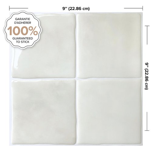 SMART TILES Peel and Stick Backsplash - 5 Sheets of 9" x 9" - 3D Adhesive Peel and Stick Tile Backsplash for Kitchen, Bathroom, Wall Tile, Oia