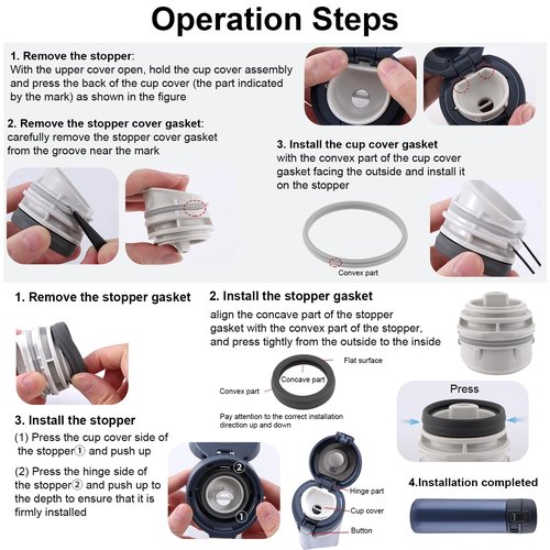 BOXOB 12pcs Gasket Replacement for Zojirushi Stainless Steel Mug 16oz 12oz, Silicone Lid Seal Ring Stopper Parts Leak-Proof Water Bottle Accessories Compatible with SM-K Series Accessories BPA Free