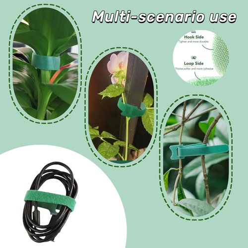 100 Pack Reusable Plant Ties, 6 Inch Adjustable Hook & Loop Garden Straps for Tomatoes, Roses, Vines – Gentle, Weatherproof Plant Support, Multi-Purpose Green Tape for Outdoor & Indoor Use