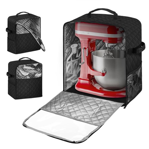 Jenlan Blender Storage Bag, Stand Mixer Dust Proof Cover Dust for 6-8 qt Stand Mixer Blender Cover with Top Handle and Multi Pockets for Various Kitchen Appliance Accessories(Black)